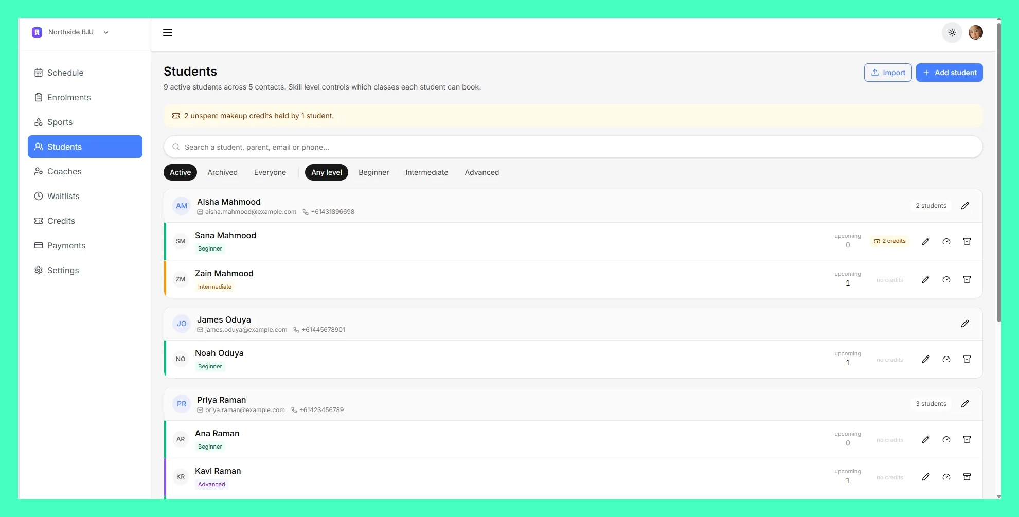 Academy Booking screenshot