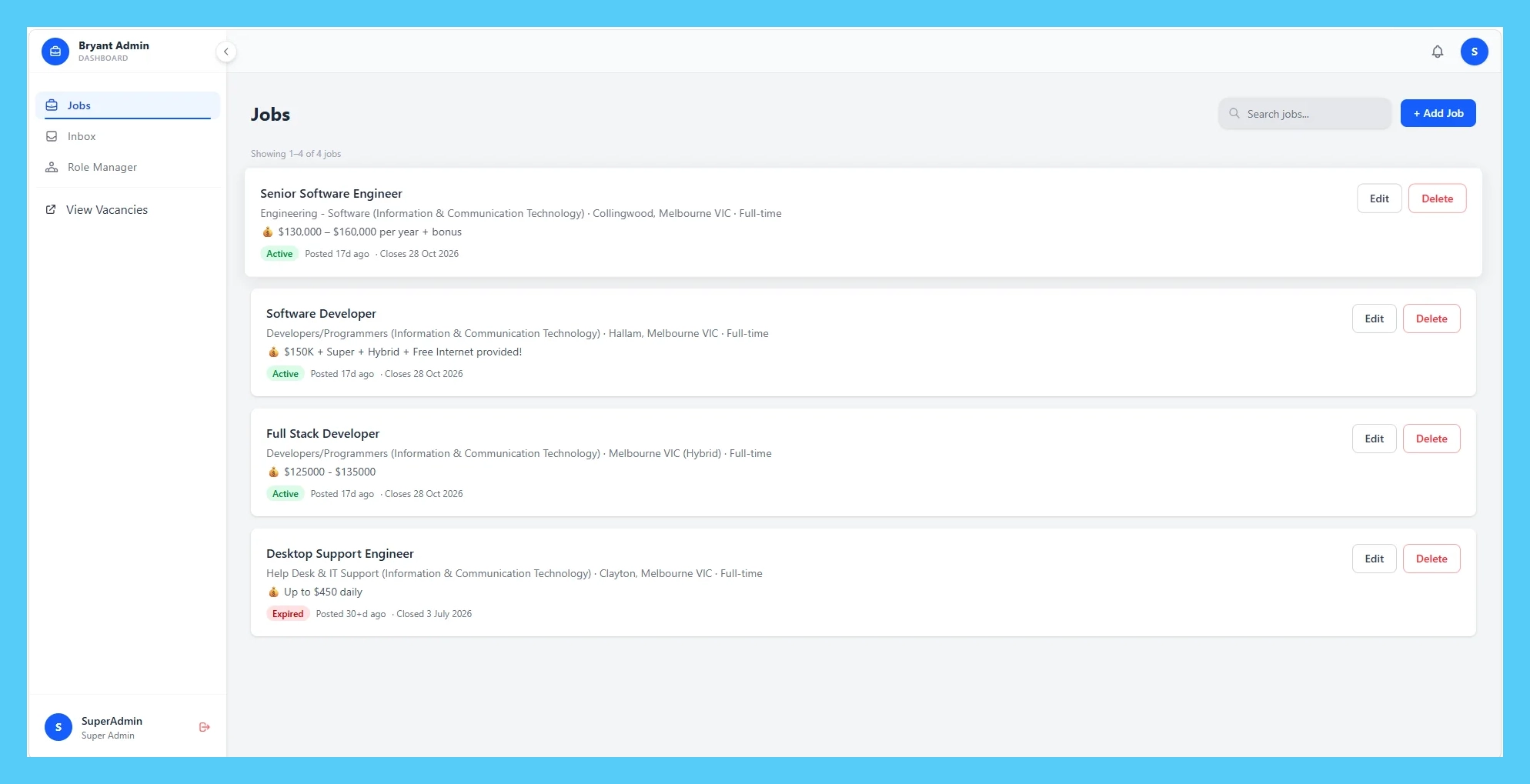 Job Board screenshot