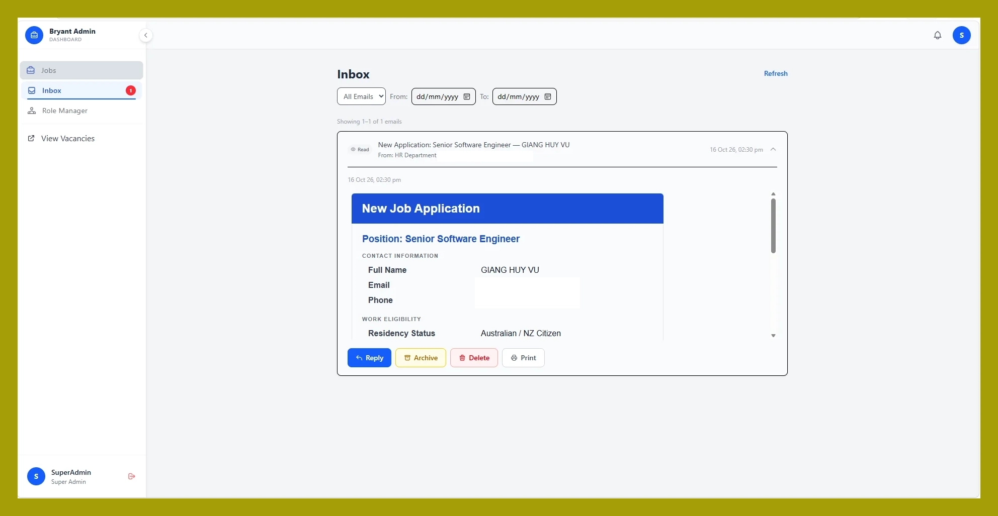 Job Board screenshot